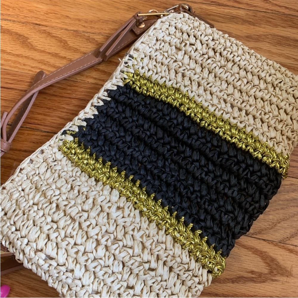 INC  Black and Gold Woven Bag